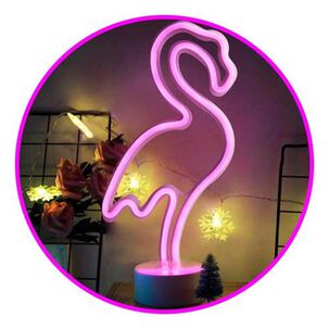 Lámpara Neón Led Flamenco Pila Decoración