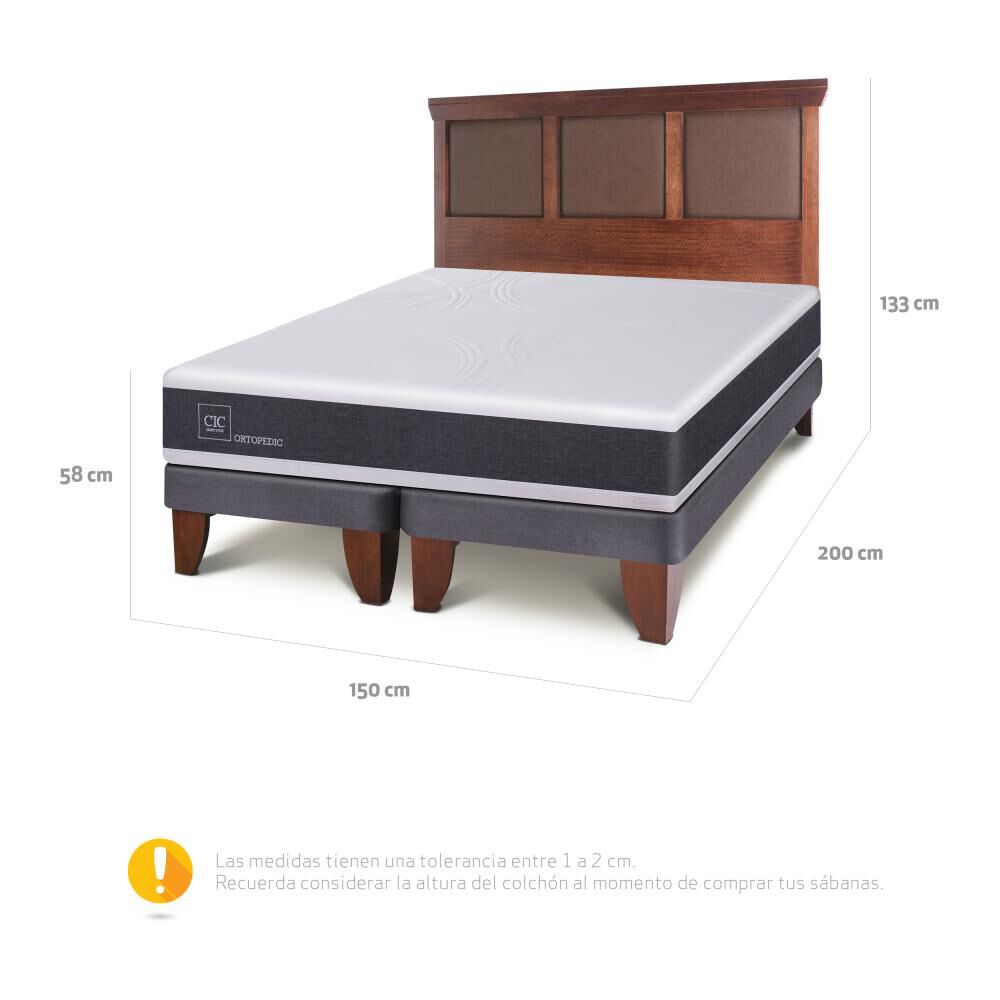 Cama Europea Cic New Ortopedic / 2 Plazas / Base Dividida + Respaldo image number 2.0