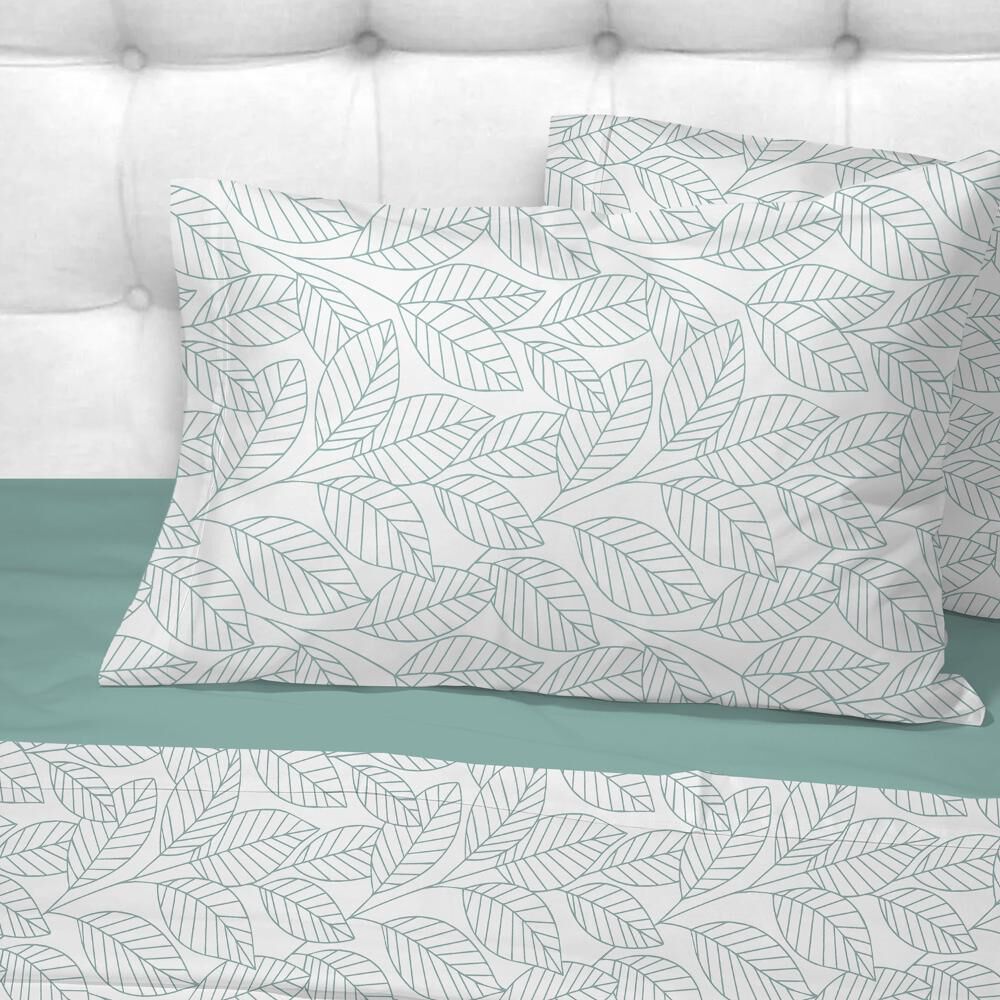 Sabanas Andes 180 Hilos Estampada Hojas Turquesa King image number 1.0
