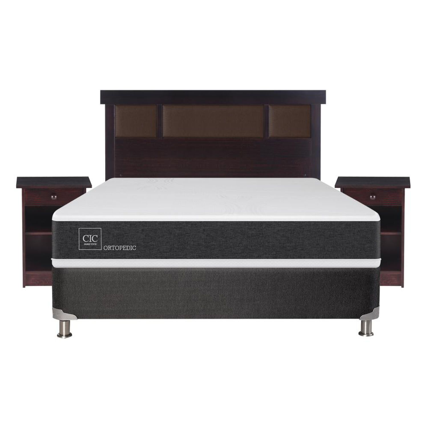 Box Spring Cic Ortopedic / 2 Plazas / Base Normal + Set De Maderas image number 0.0