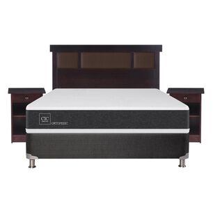 Box Spring Cic Ortopedic / 2 Plazas / Base Normal + Set De Maderas