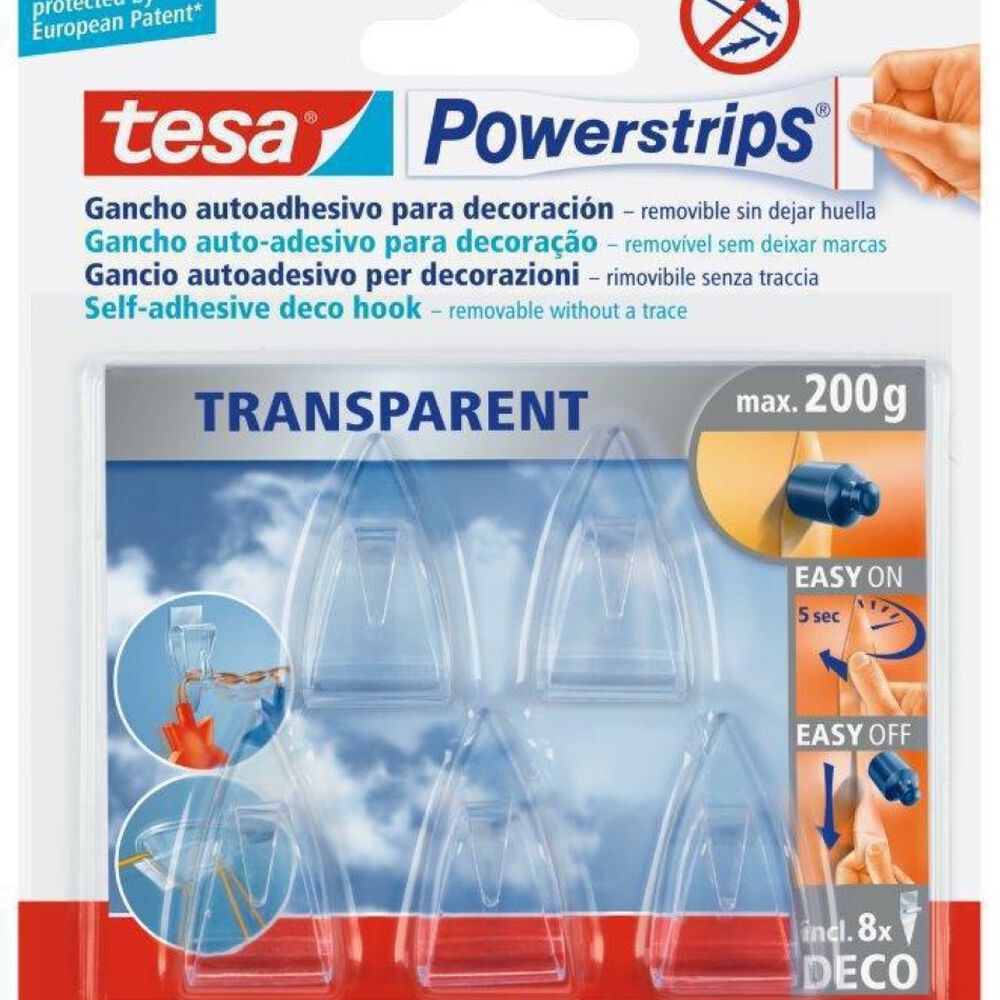 Tesa Ganchos Adhesivos Powerstrips Deco Transparentes 5 Un