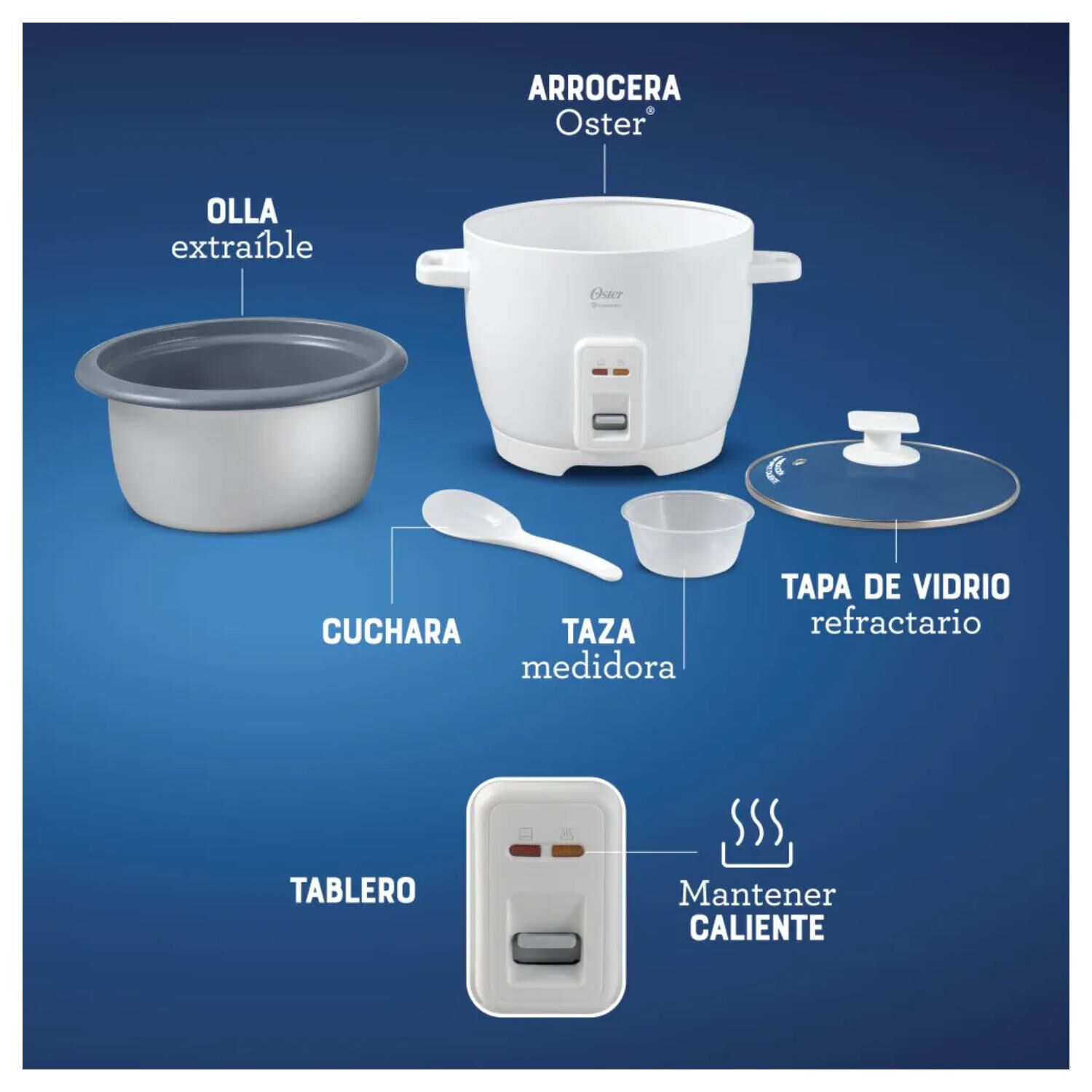Arrocera Electrica 7 Tazas 1700ml 1300w Ckstrcb7dfwht Oster image number 3.0