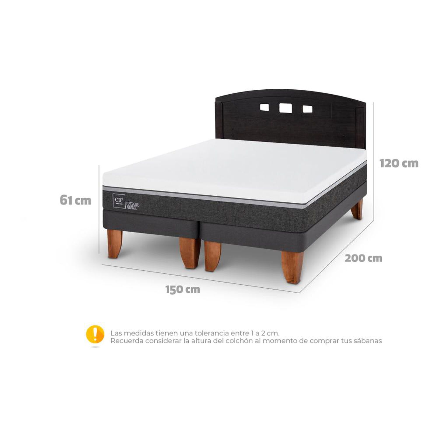 Cama Europea Cic Ortopedic Advance / 2 Plazas / Base Dividida + Respaldo image number 5.0
