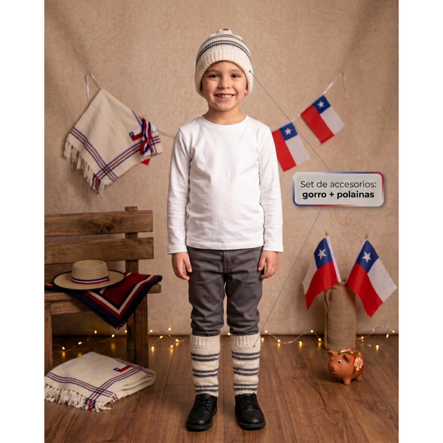 Set Chilote Adulto Gorro Mas Polaina Fiesta Patrias image number 13.0