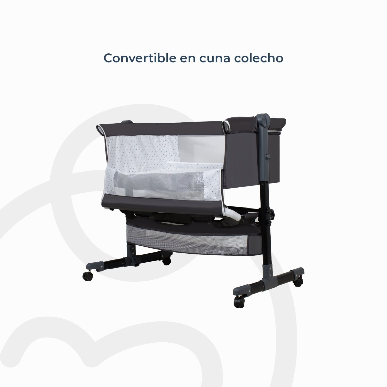 Cuna Colecho Cozy Con Colch&oacute;n Mosquitero Canasto Negro Huvi image number 6.0