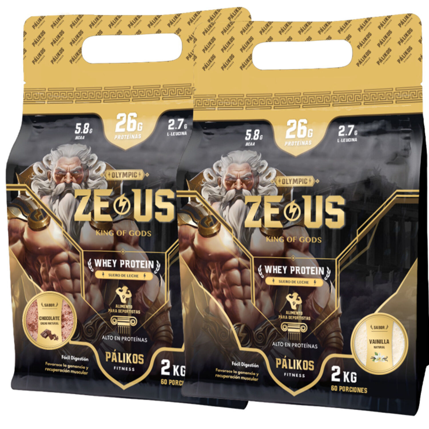 100% Whey Protein - 2 X Doypack De 2kg (chocolate Y Vainilla) image number 0.0