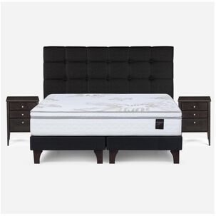 Cama Europea Rosen Art 4 / King / Base Dividida + Set De Maderas