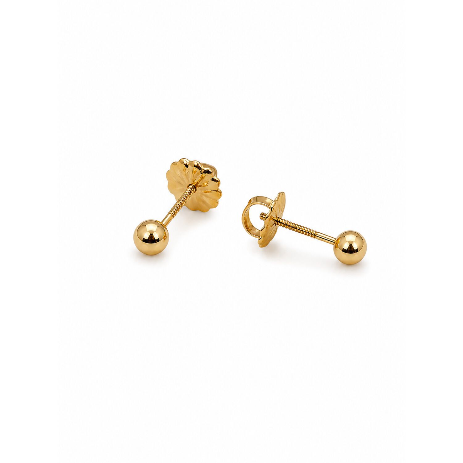 Aros Bolita 4mm N2 Oro 18k 0.55gr Beb&eacute; Ni&ntilde;a Hipoalerg&eacute;nicos Dorado image number 2.0