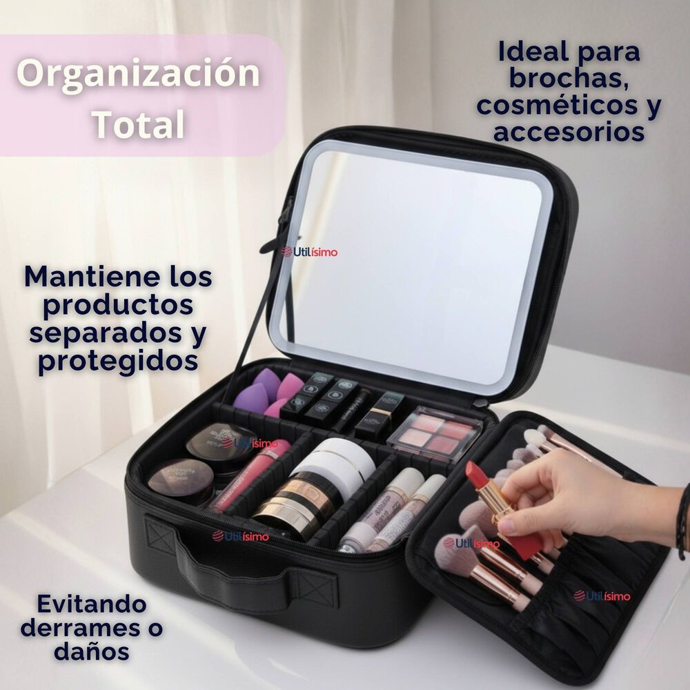 Malet&iacute;n De Maquillaje Con Luz Led Y Espejo Estuche De Maquillaje Organizador image number 6.0
