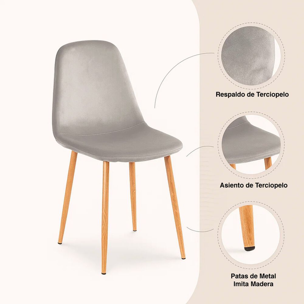 Pack De 2 Sillas Spoon Terciopelo - Gris image number 4.0