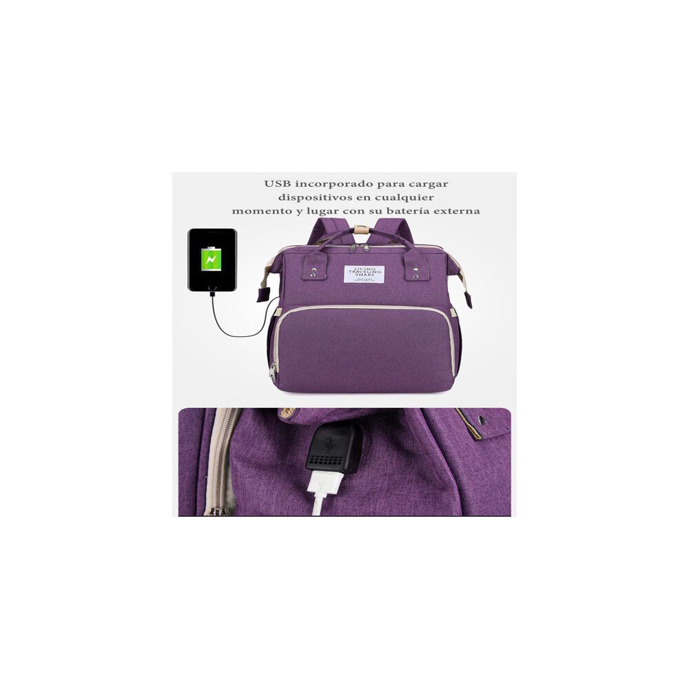 Mochila Maternal 3 En 1 Con Cunita Lubabycas Morada image number 7.0