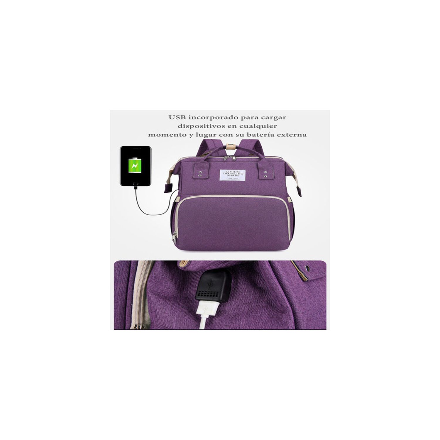 Mochila Maternal 3 En 1 Con Cunita Lubabycas Morada image number 7.0