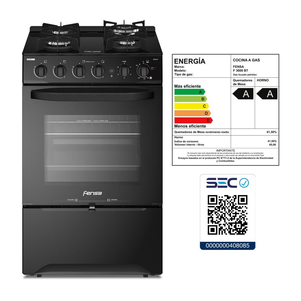 Cocina A Gas Fensa F 3000 BT / 4 Quemadores image number 12.0