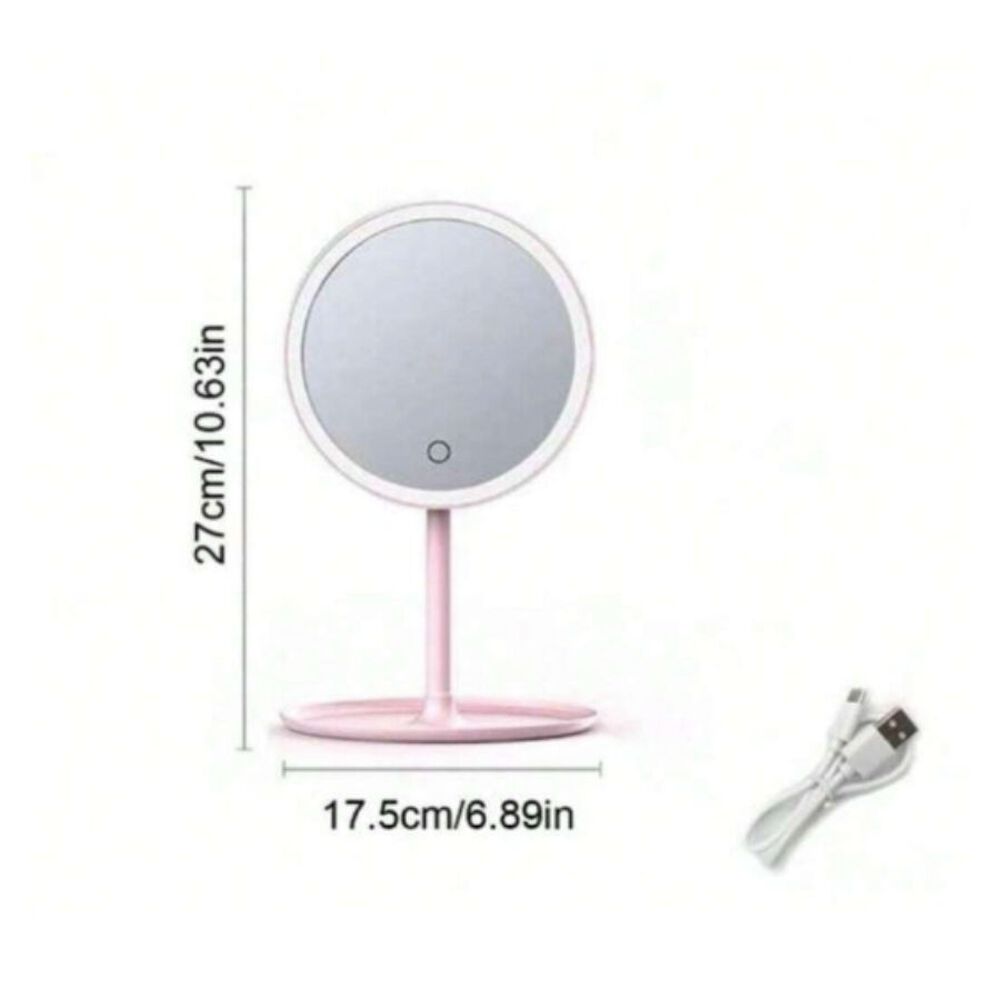 Espejo Maquillaje Tocador Luz Led Plegable Táctil Recargable Rosa image number 5.0