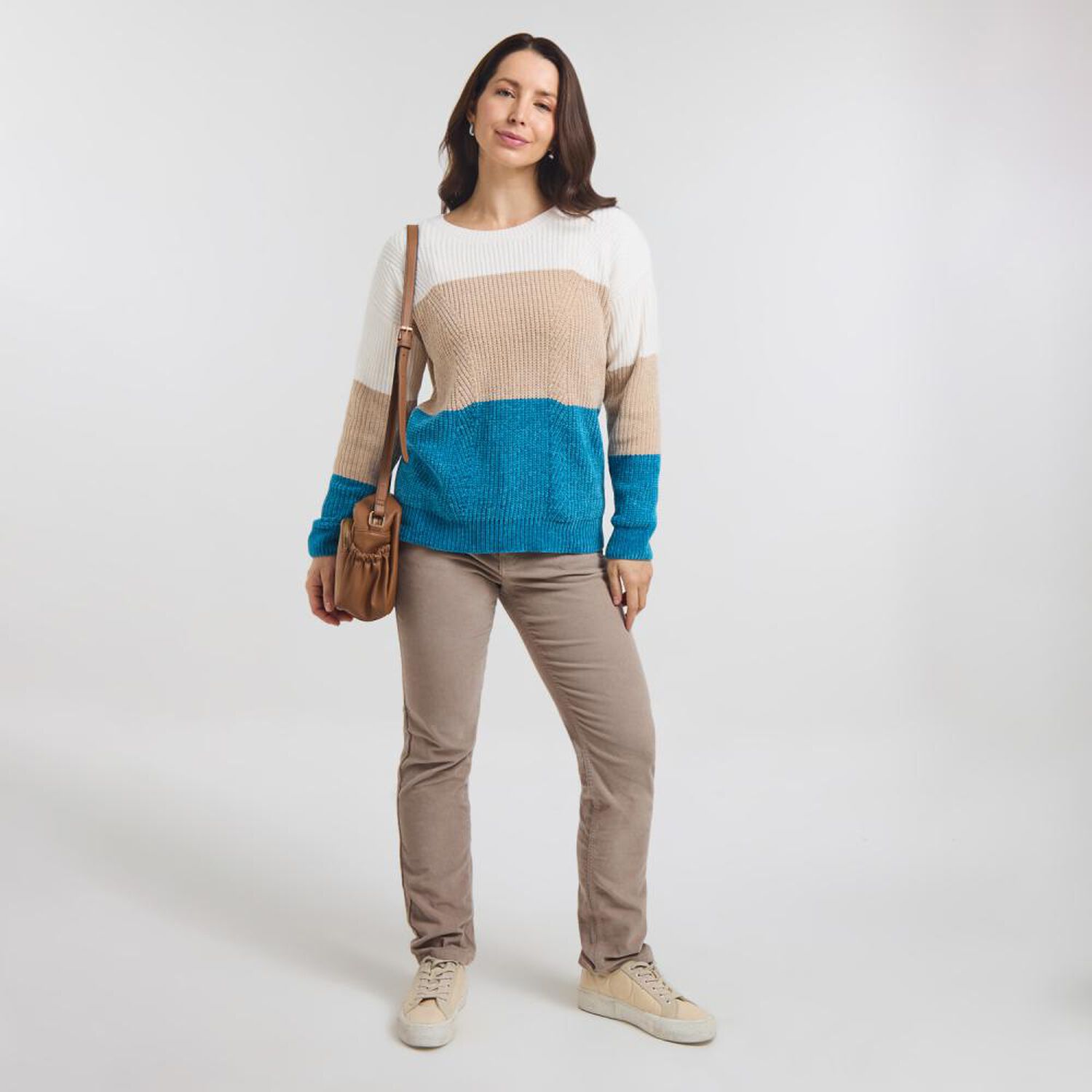 Sweater Chenille Bloques Manga Larga Cuello Alto Mujer Geeps image number 1.0
