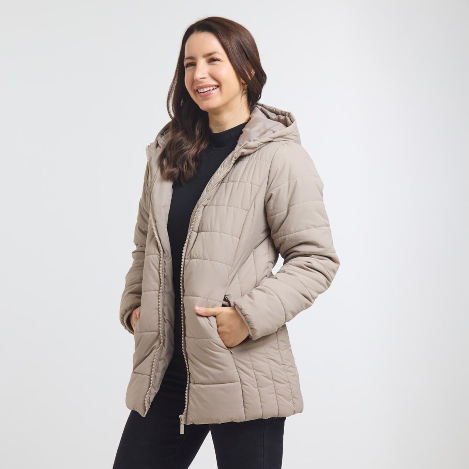 Parka Larga Cuello Alto Con Capucha Mujer Geeps image number 2.0