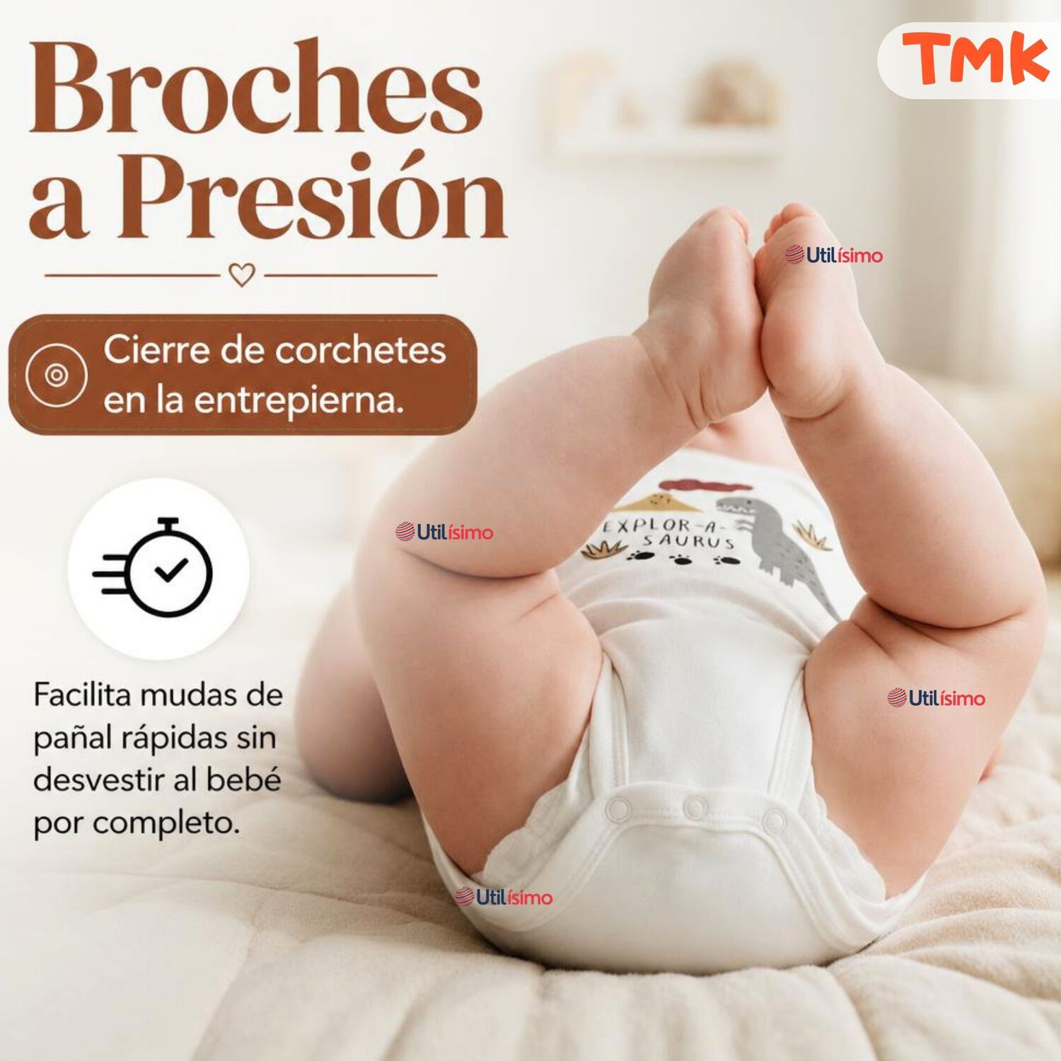 Pack 5 Bodys Manga Corta 100% Algod&oacute;n Tedmimak Ni&ntilde;o Dino Explorer image number 5.0