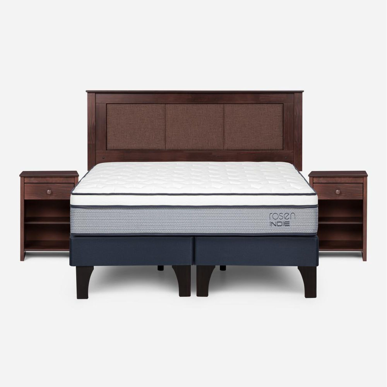 Cama Europea Rosen Indie / 2 Plazas / Base Dividida + Set De Maderas Rachel image number 0.0