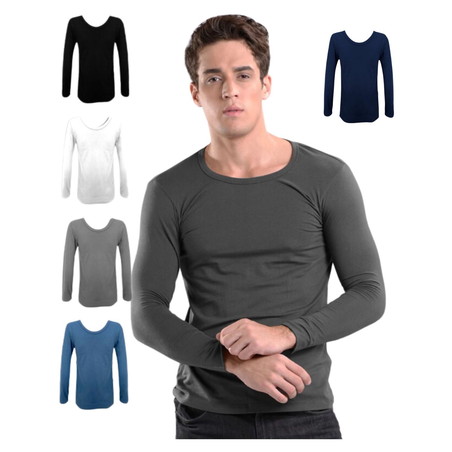 Pack 4 Camisetas Hombre Manga Larga Bamb&uacute; image number 0.0