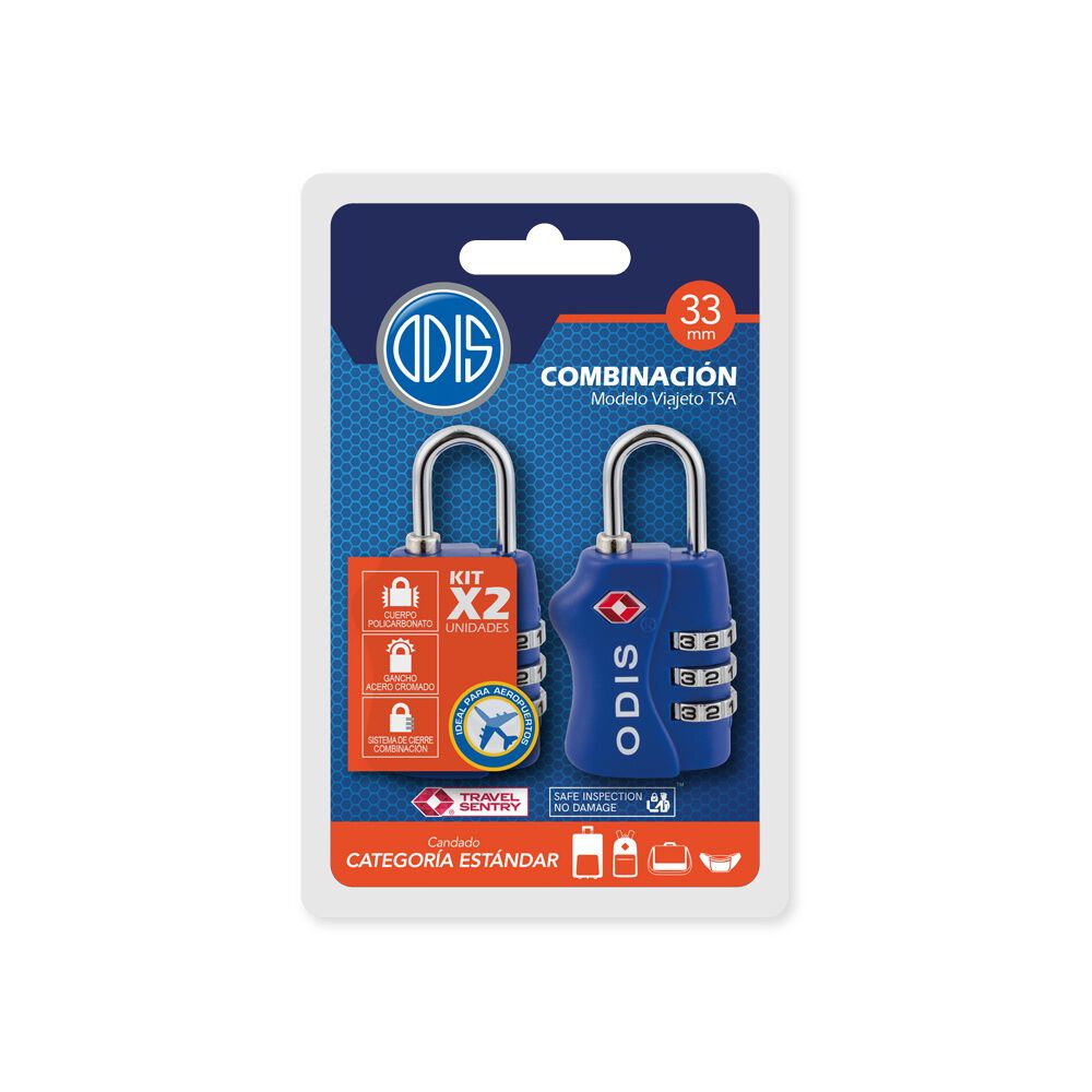 Pack Viajero: 2 Candados Odis Tsa Maleta Viaje - Azul image number 5.0
