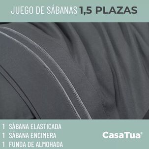Sabana 1800 Hotel Ultra Suave + Funda Bordada. 1.5 Gris Oscuro