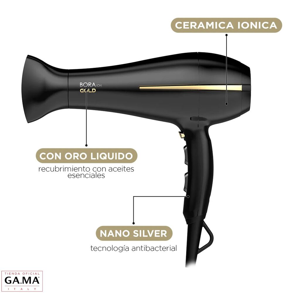 Secador De Pelo Ceramic Ion Bora Gold Color Negro Gama 2200w image number 3.0