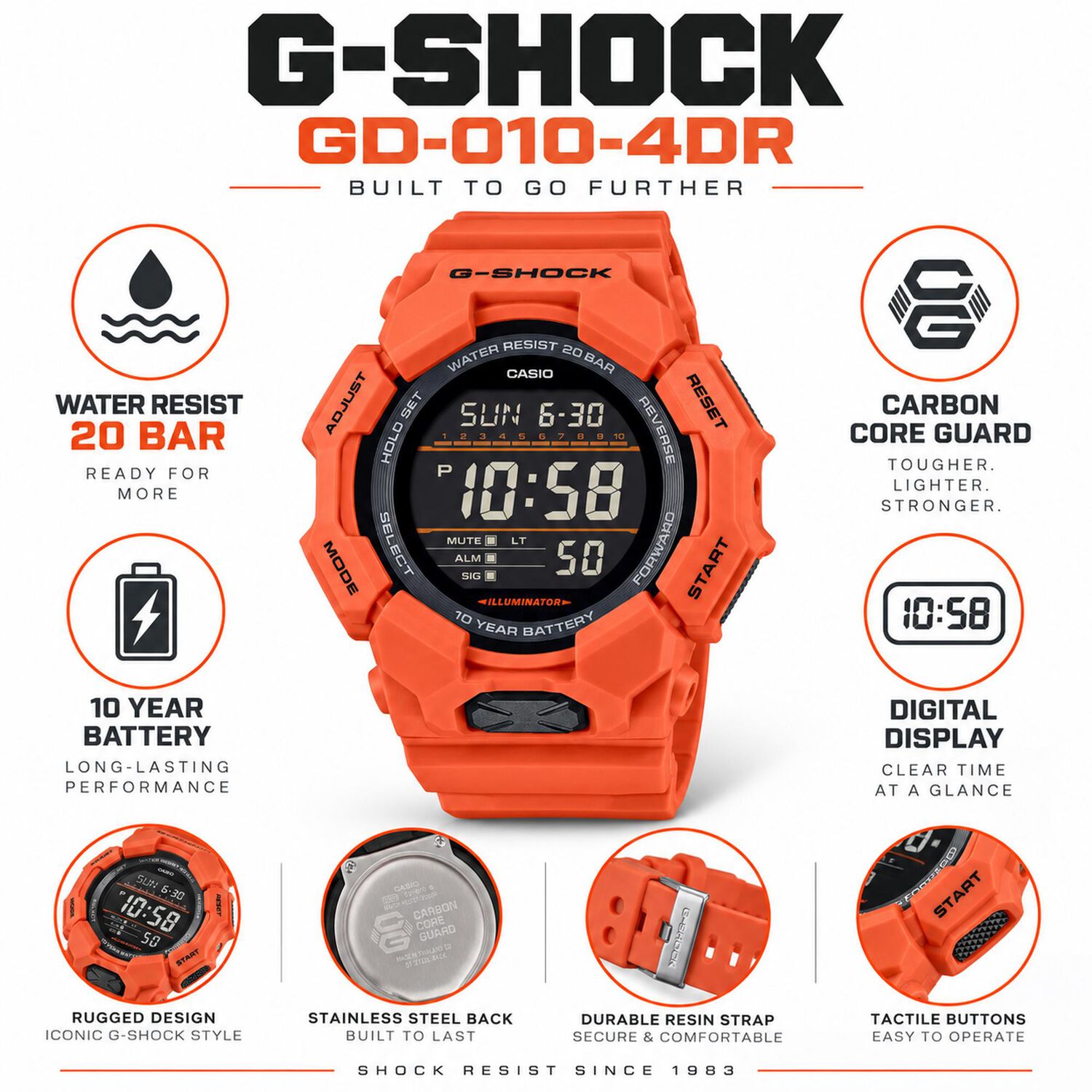 Reloj Deportivo G-shock Gd-010-4dr image number 4.0