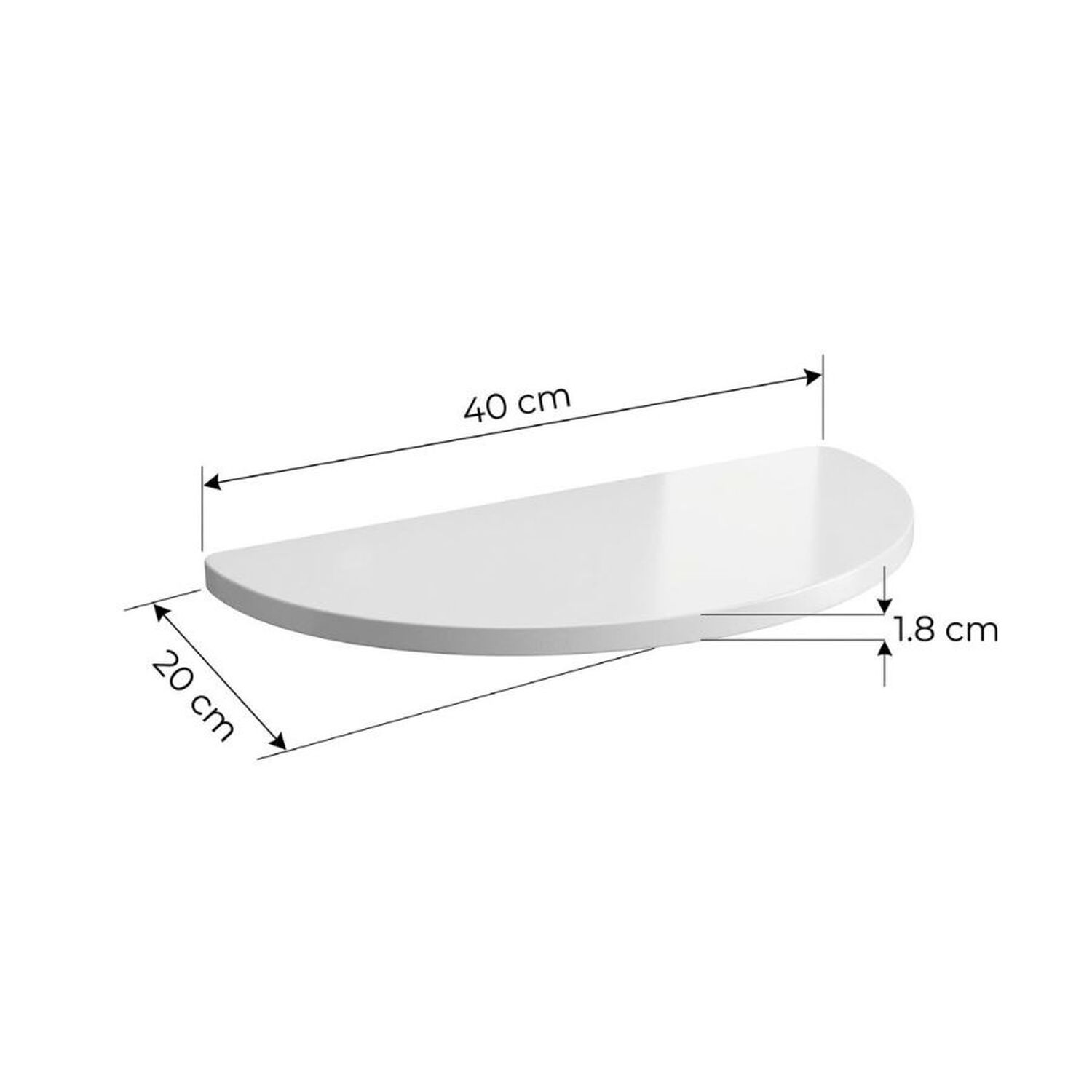 Repisa Flotante Semicircular Moderna Madera Blanca 40cm image number 1.0