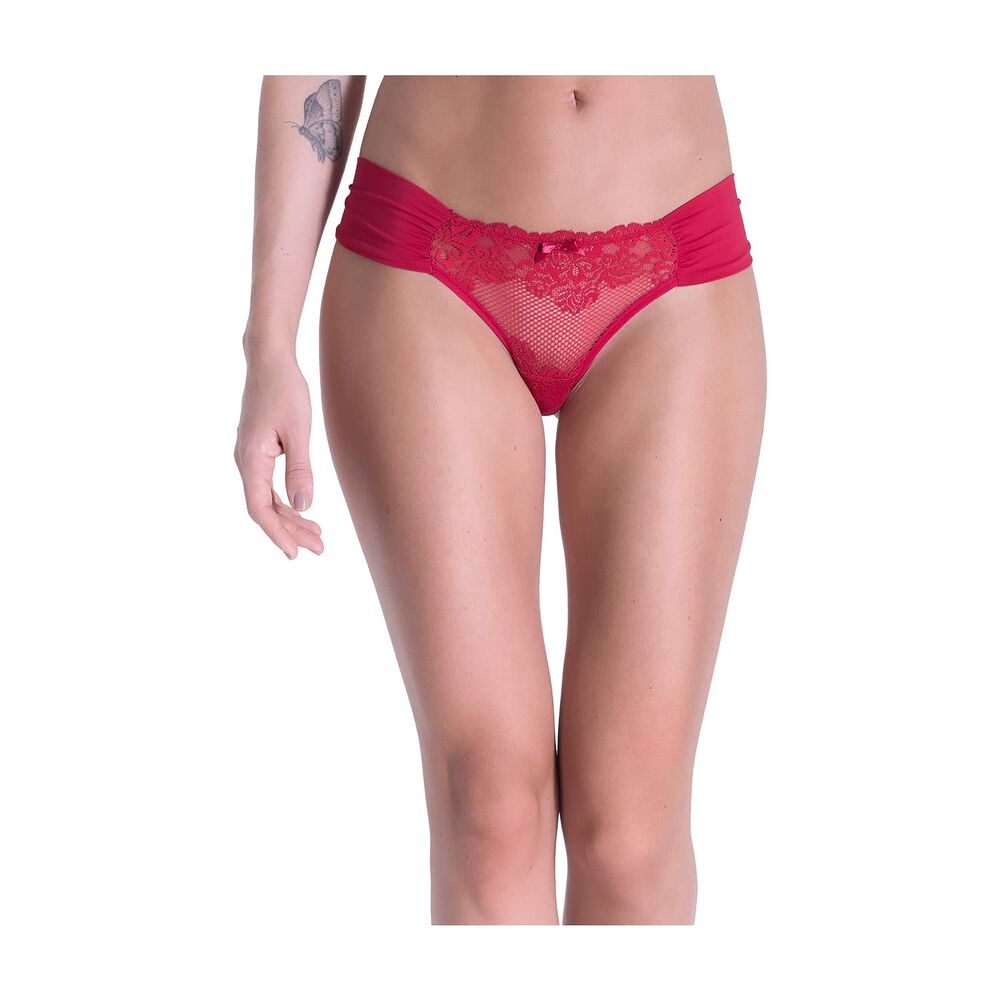 Colaless Lateral Drapeada Y Encaje Rojo 2rios image number 0.0