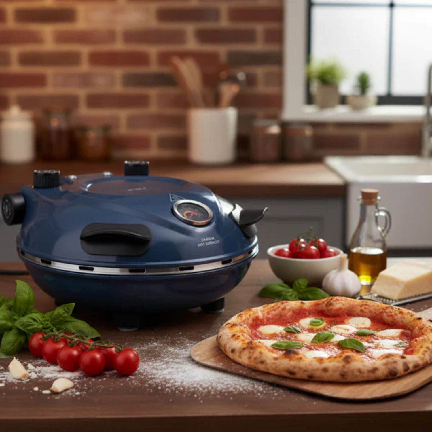 Horno Pizza Control Dual De Temperatura N&aacute;poles Azul Fdv image number 1.0