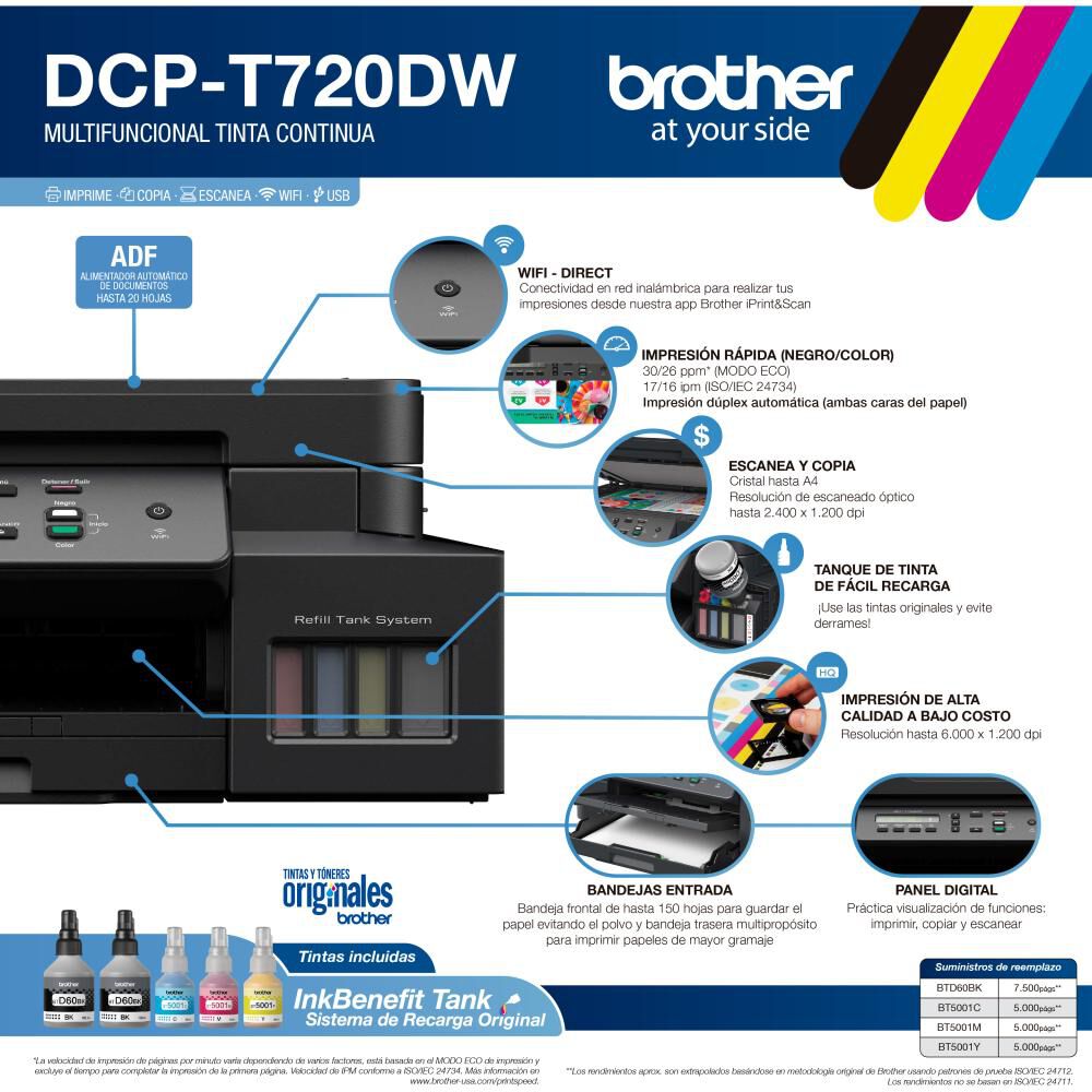 Impresora Multifuncional Brother DCPT720DW image number 1.0