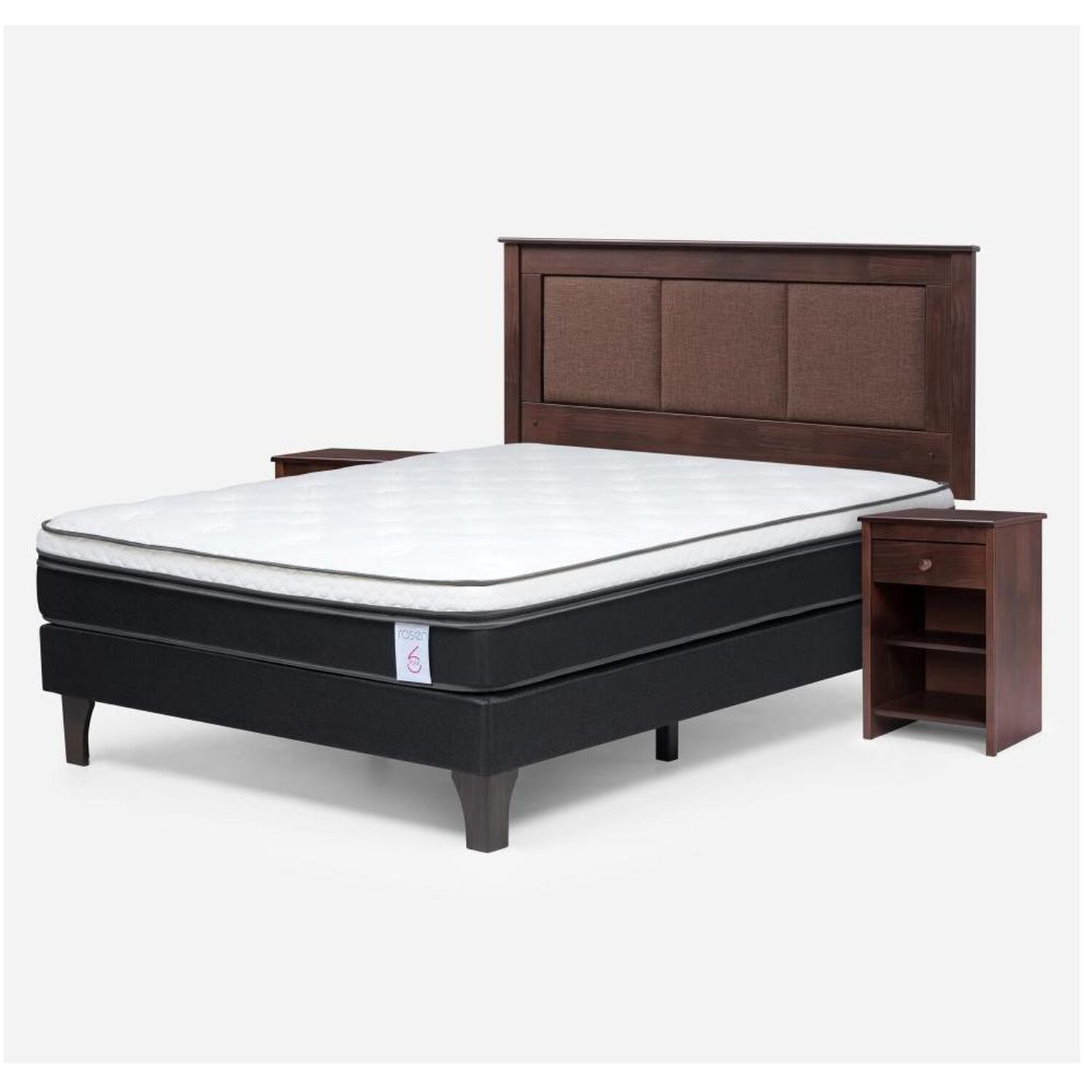 Cama Europea Rosen New Style 6 / 2 Plazas / Base Normal + Set De Maderas image number 1.0