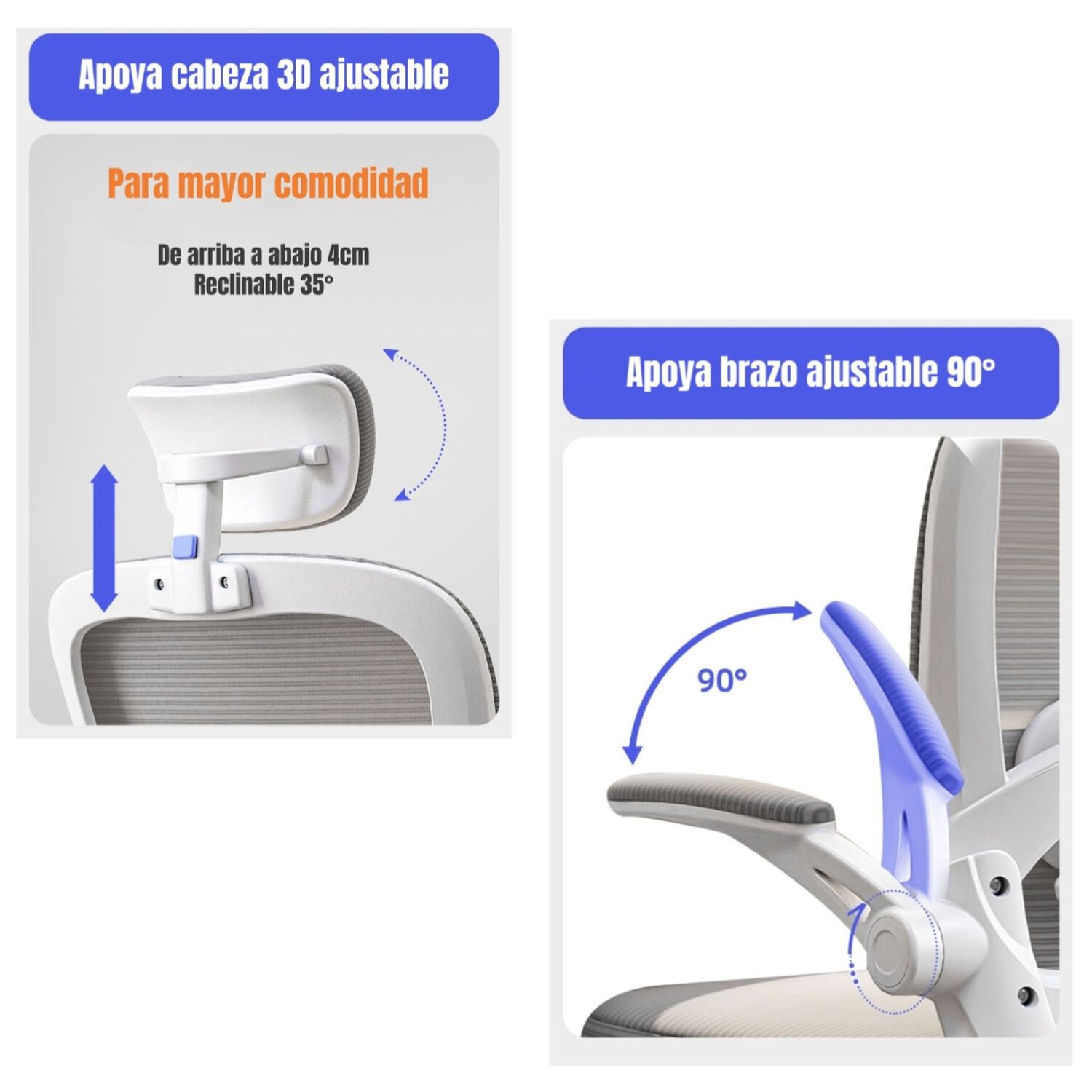 Silla De Escritorio Apoya Cabeza Negra W302 By Lubabycas image number 7.0