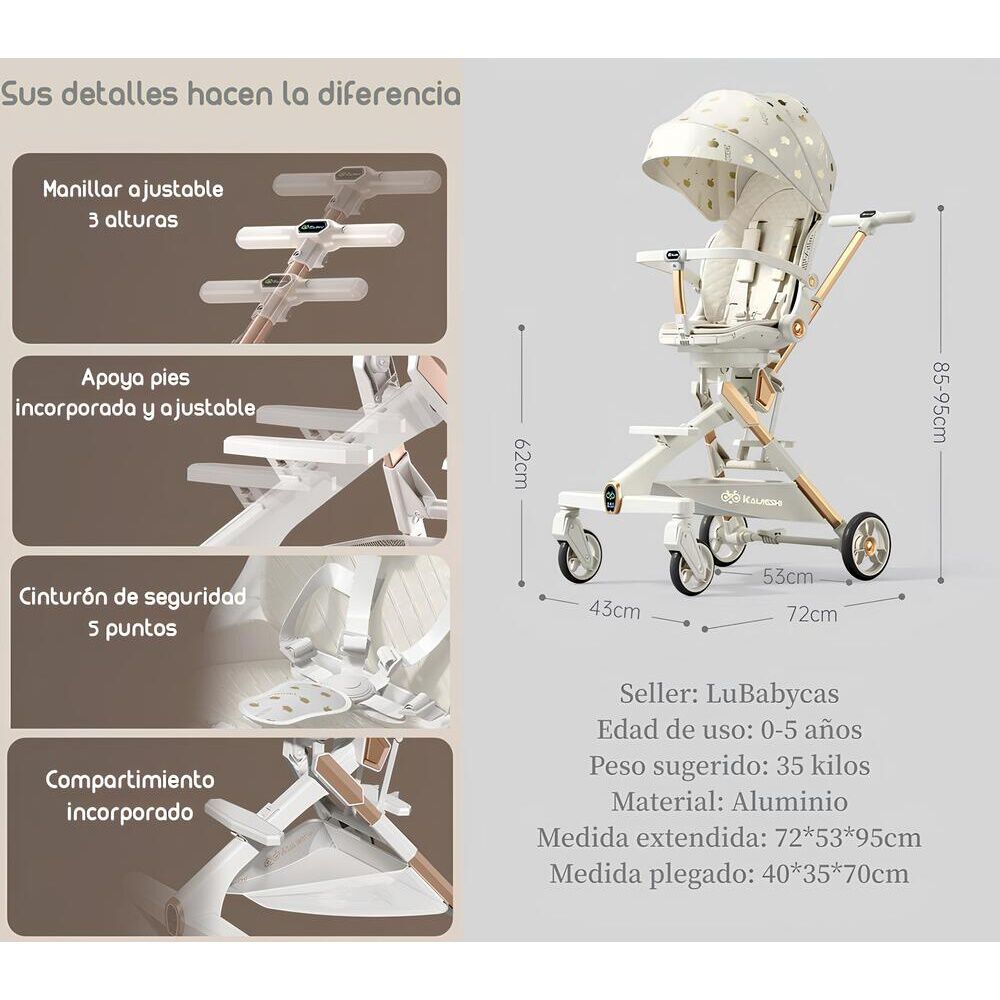 Coche De Paseo 360&deg; Con Mesita Lubabycas Rosado image number 1.0