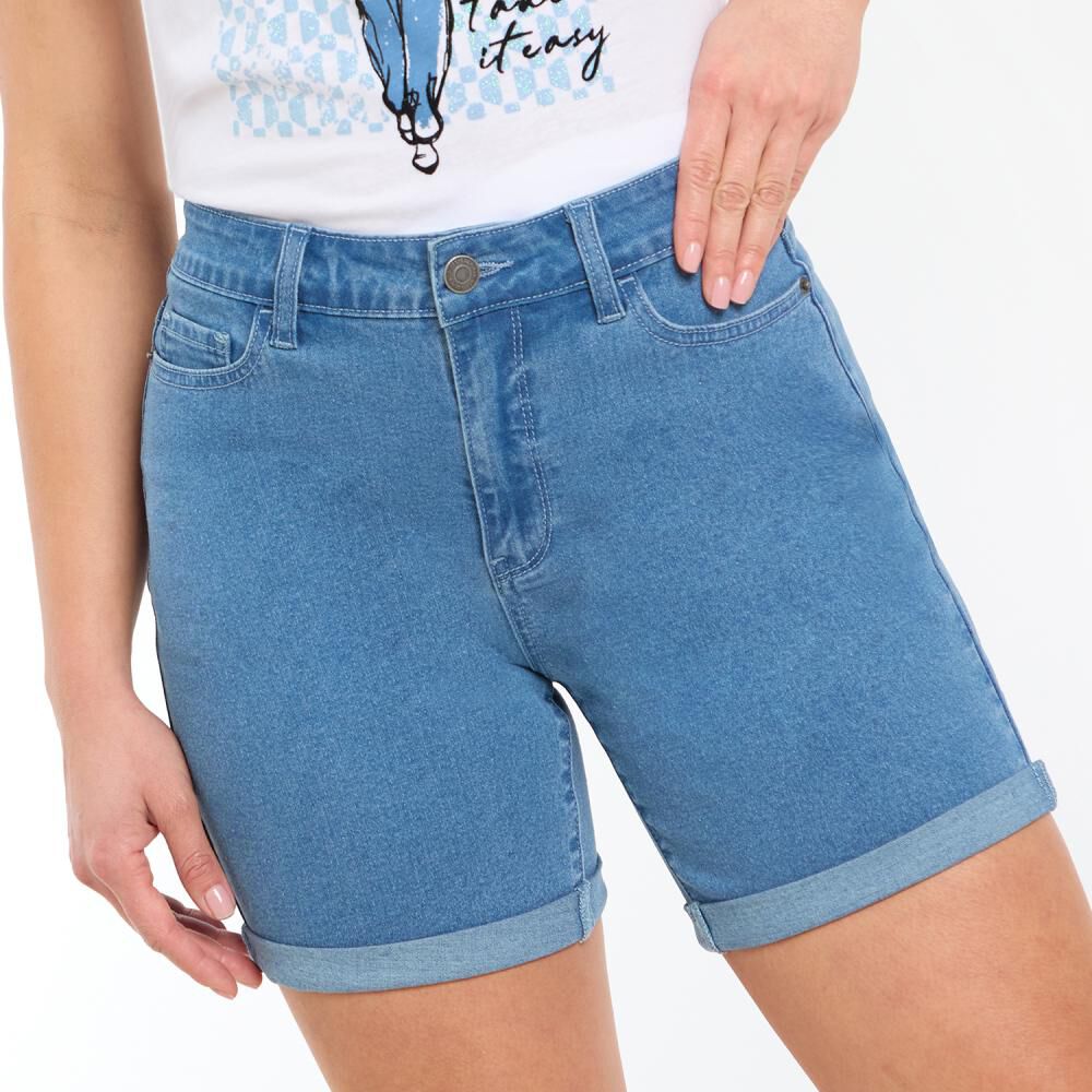 Bermuda B&aacute;sico Tiro Medio Regular Mujer Geeps image number 4.0