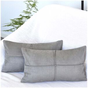 Pack De 02 Fundas De Coj&iacute;n De Semicuero Sint&eacute;tico 30x50 Cm Plomo