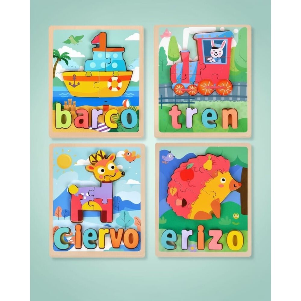 Pack 4 Rompecabezas 3d Animales Educativo image number 4.0