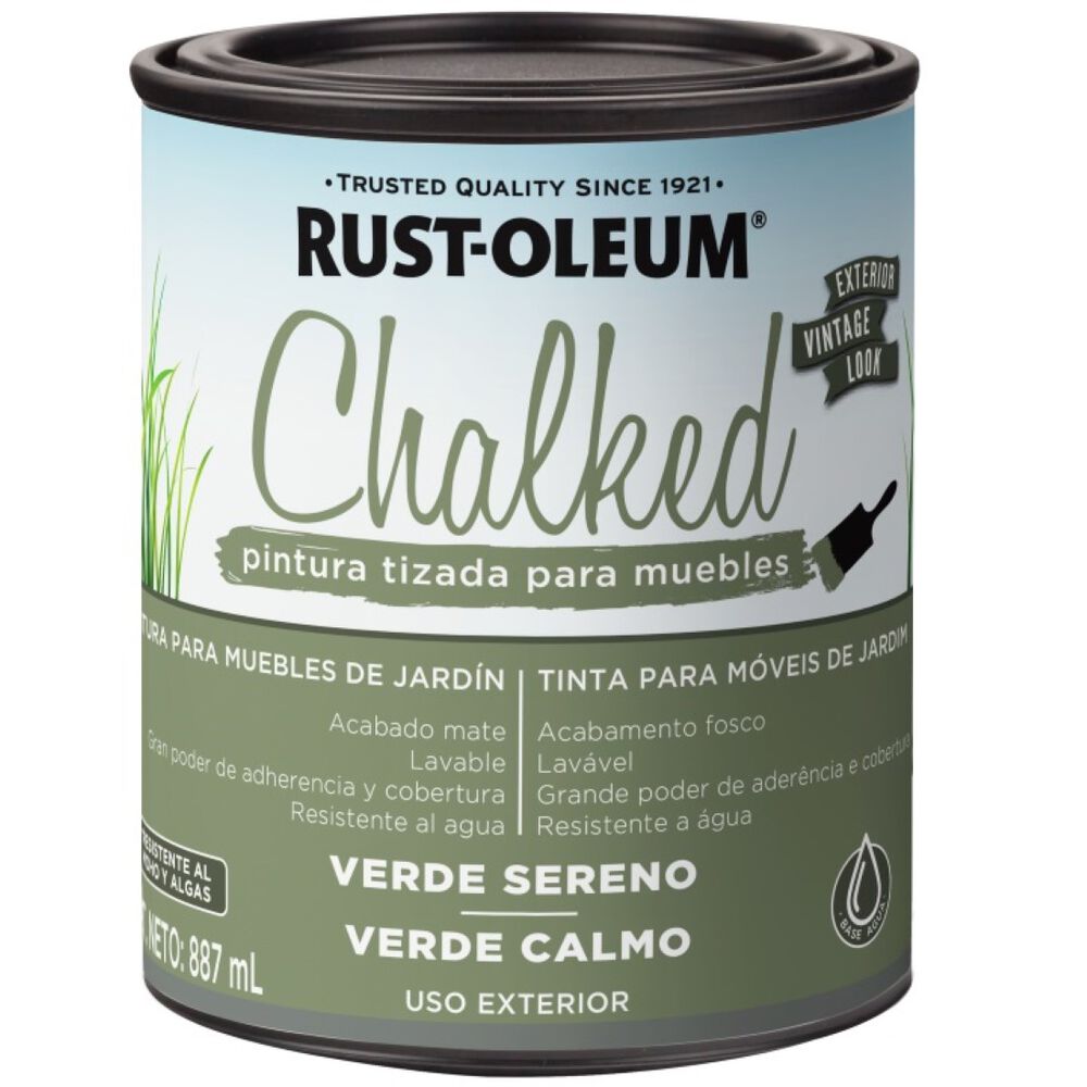 Pintura Chalked Tizada Exterior Base Agua 877ml Verde Sereno - Rust Oleum image number 0.0
