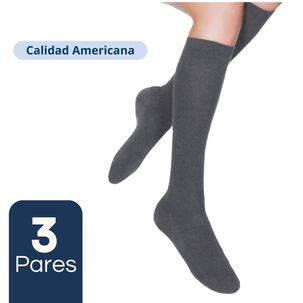 Pack 3 Calcetines Escolar Largo Bambú Gris Unisex