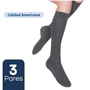 Pack 3 Calcetines Escolar Largo Bamb&uacute; Gris Unisex