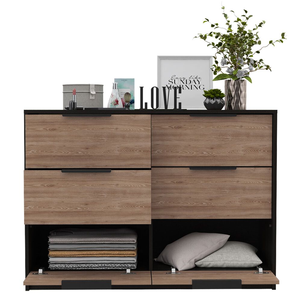 Comoda 4 Cajones 2 Puertas Fm-003n - Negro Y Cafe Claro image number 3.0