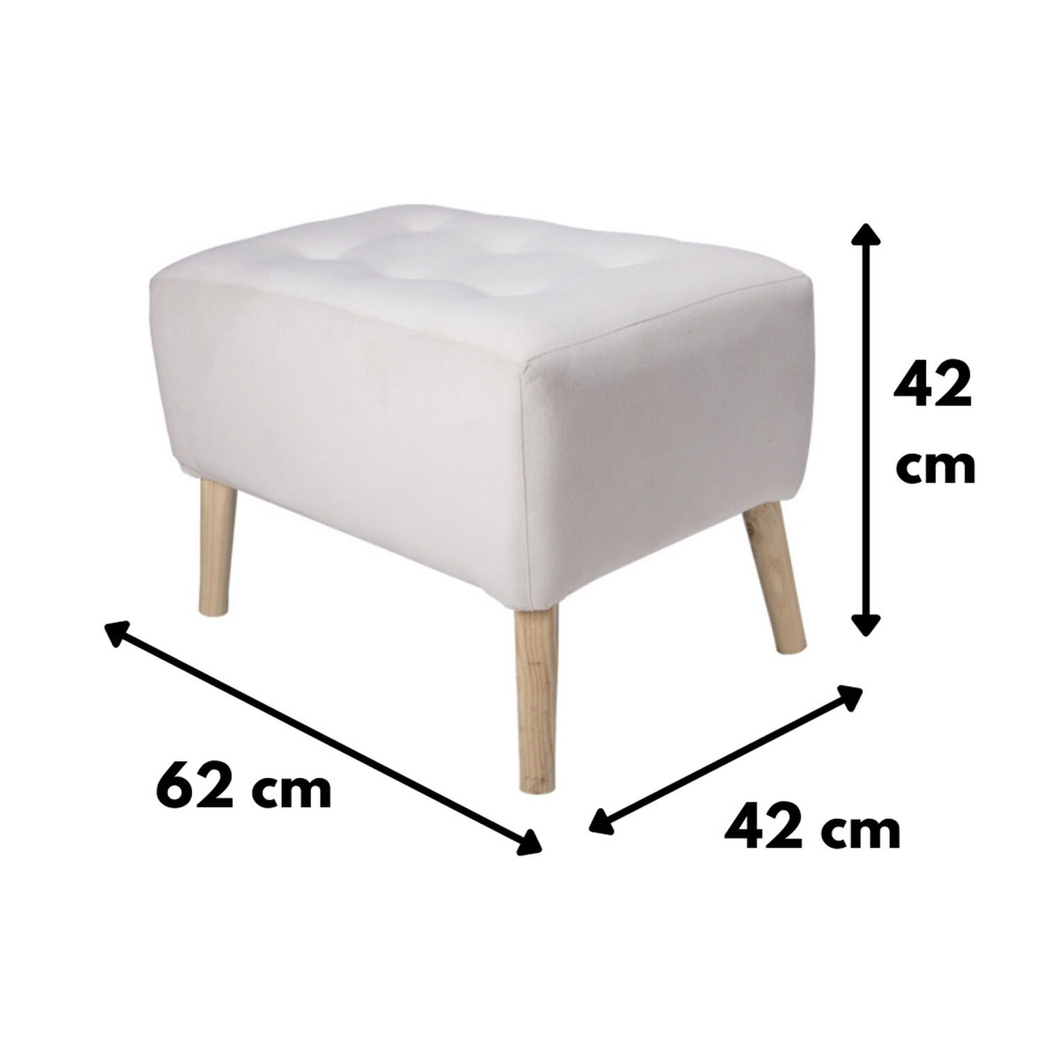 Pouf Petrum Con Capitone Blanco 62x42x42 Cm image number 2.0