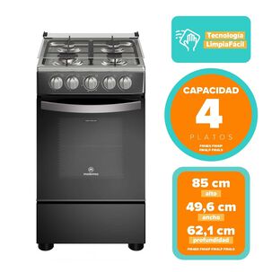 Cocina A Gas 4 Platos Limpiafácil Y Tapa Vidrio Fm4lp Negra