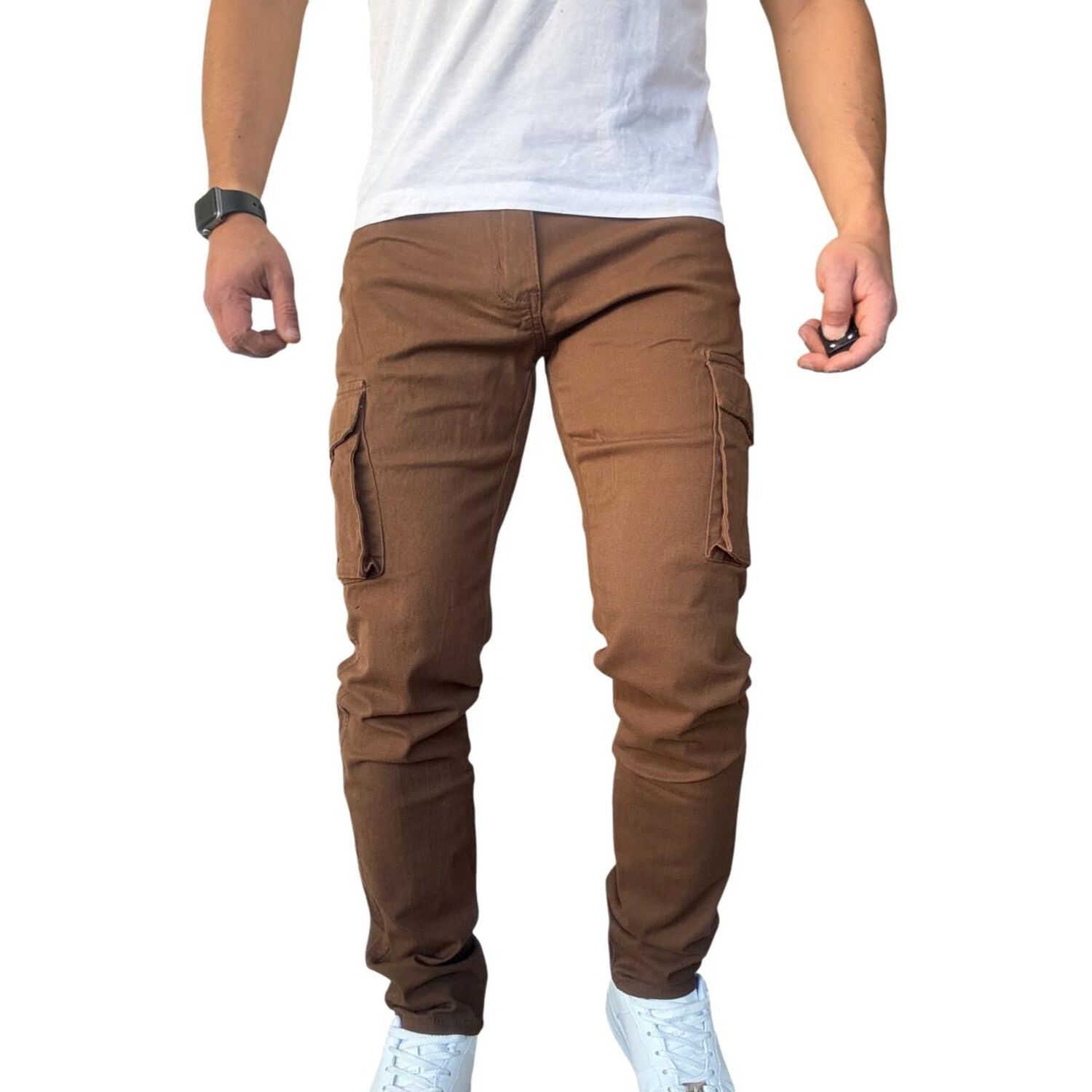Pantal&oacute;n Elasticado Tela Cargo Slim Fit Oxido image number 5.0
