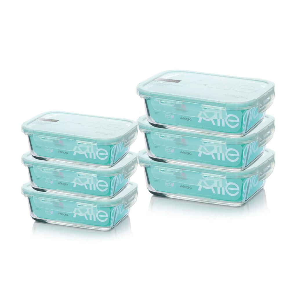 Pack 6 Contenedores Hermeticos Vidrio Rectangular Allegra image number 0.0