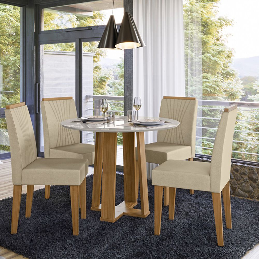 Juego De Comedor Montreal 100x100 Cm Vidrio 4 Sillas Beige image number 5.0