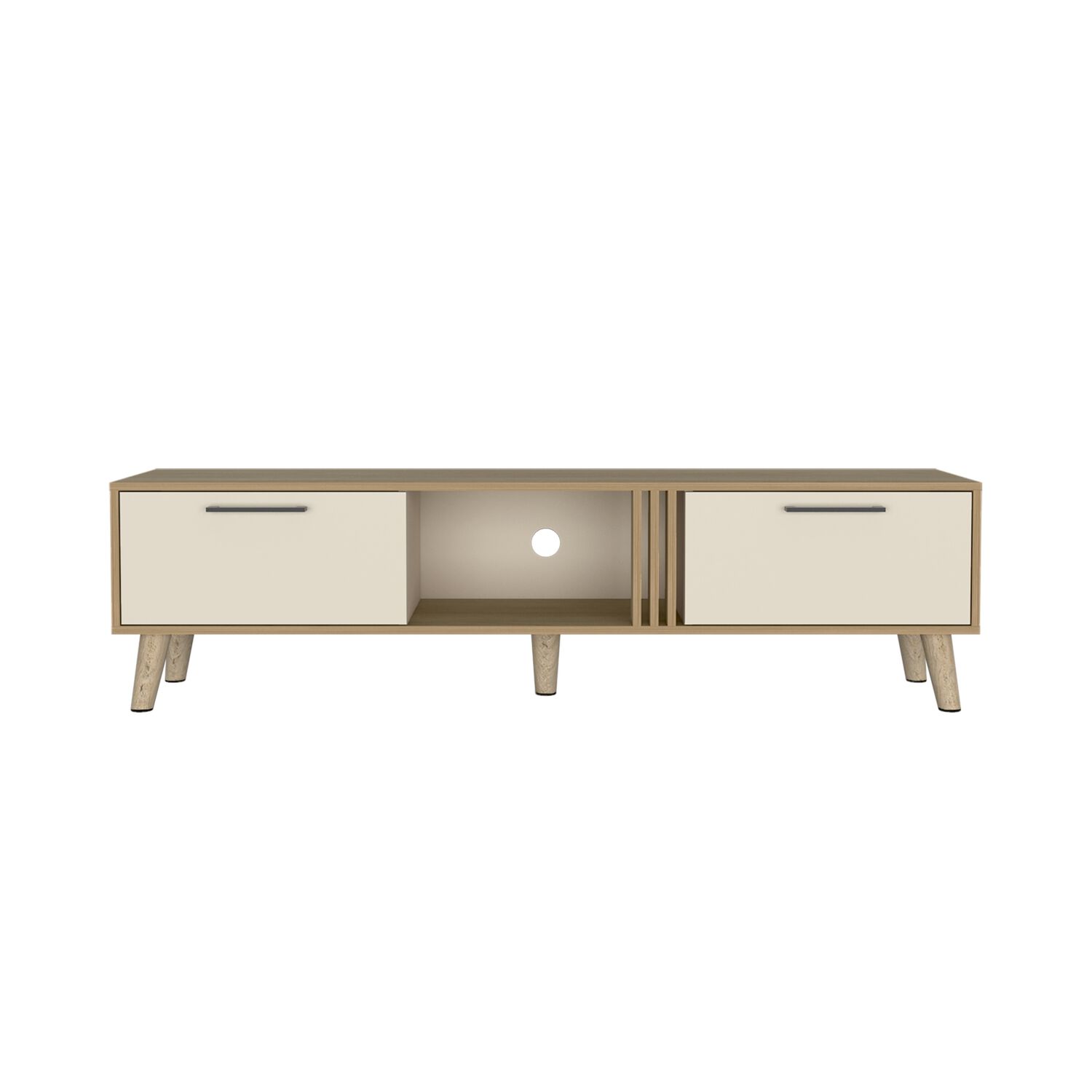 Rack Tv 65" 2 Puertas 160x43x35 Cm Cafe Claro Y Beige image number 1.0