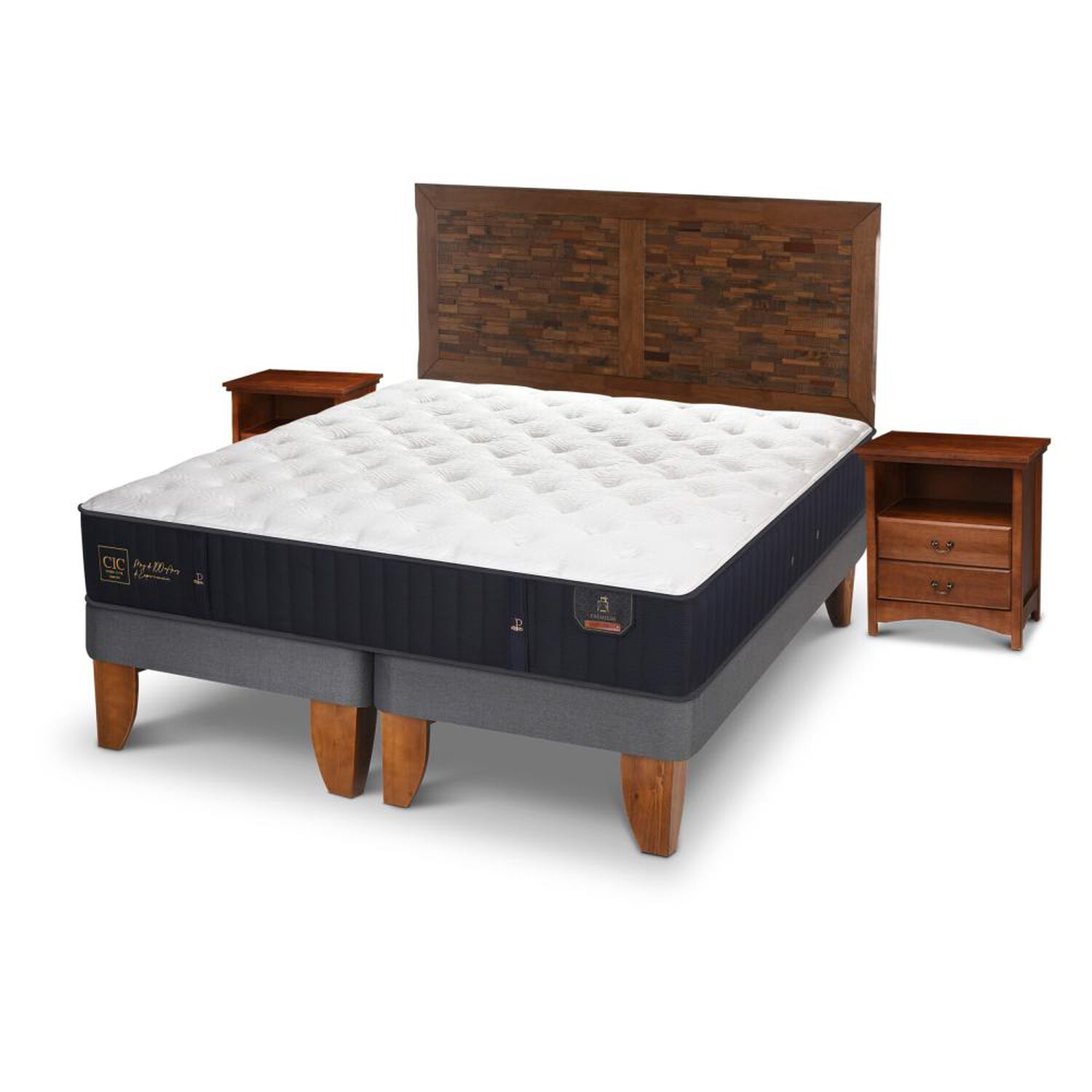 Cama Europea Cic Premium / 2 Plazas / Base Dividida + Respaldo image number 3.0