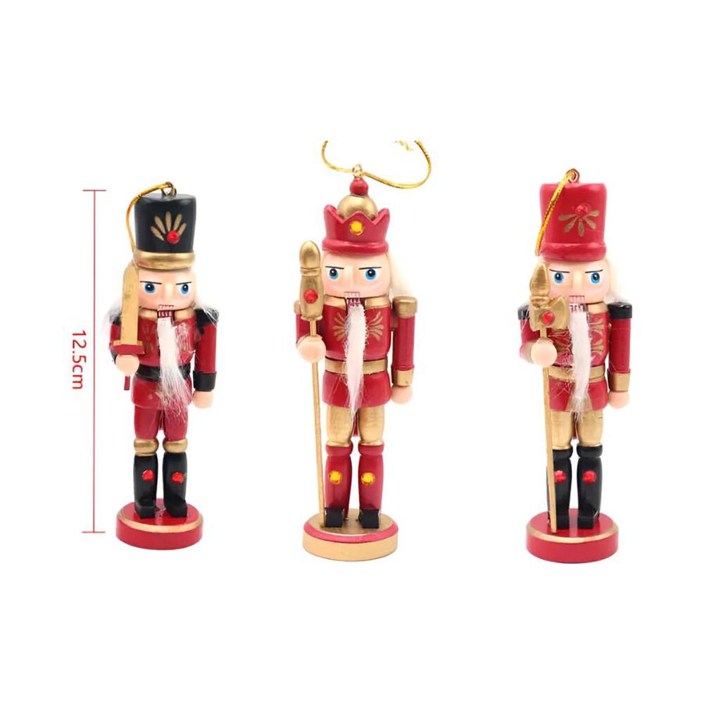 Set 3 Cascanueces Soldados De Madera Adorno De Navidad image number 5.0